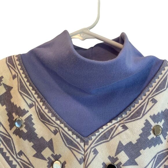 Gitano Woman Collections Sweater 18W 80s Blue Patterned Aztec Mirror Button - Picture 5 of 9